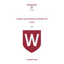 Learning Guide - Academic & Professional Communication (700276) - The College 2018