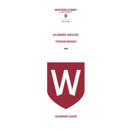 Learning Guide - Academic English (700056 / 900021) - The College 2018
