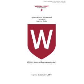 Learning Guide - Abnormal Psychology (online) (102538) - Autumn 2018