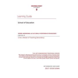 Learning Guide - Aboriginal & Culturally Responsive Pedagogies (102085) - Summer A 2018