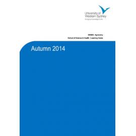 Learning Guide - Agronomy (300863) - Autumn 2014