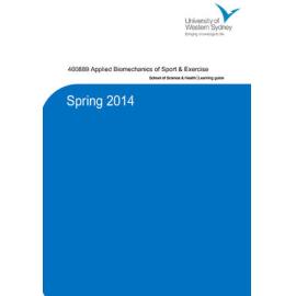 Learning Guide - Applied Biomechanics of Sport & Exercise (400889) - Spring 2014