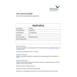 Learning Guide - Aesthetics (101295) - Spring 2014