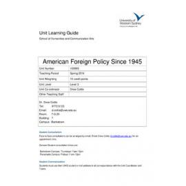 Learning Guide - American Foreign Policy Since 1945 (100985) - Spring 2014