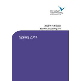 Learning Guide - Advocacy (200646) - Spring 2014