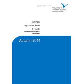 Learning Guide - Agriculture, Food & Health (300790) - Autumn 2014