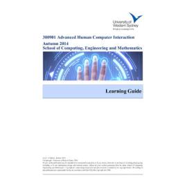 Learning Guide - Advanced Human Computer Interaction (300901) - Autumn 2014