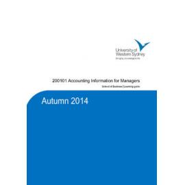Learning Guide - Accounting Information for Managers (200101) - Autumn 2014