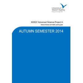Learning Guide - Advanced Science Project A (300937) - Autumn 2014