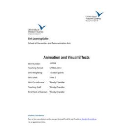 Learning Guide - Animation & Visual Effects (102054) - Spring 2014
