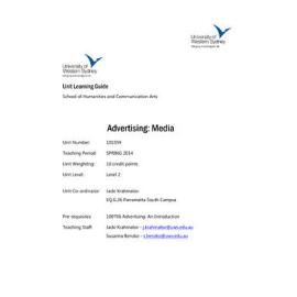Learning Guide - Advertising: Media (101034) - Spring 2014