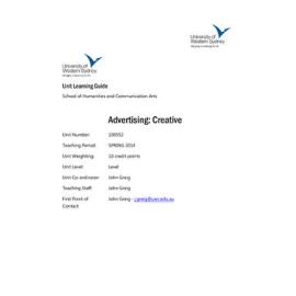 Learning Guide - Advertising: Creative (100552) - Spring 2014