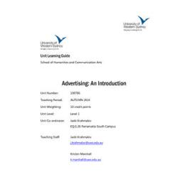 Learning Guide - Advertising: An Introduction (100706) - Autumn 2014