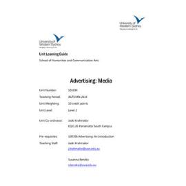 Learning Guide - Advertising: Media (101034) - Autumn 2014