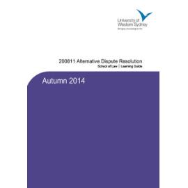 Learning Guide - Alternative Dispute Resolution (200811) - Autumn 2014