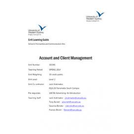 Learning Guide - Account & Client Management (101941) - Spring 2014