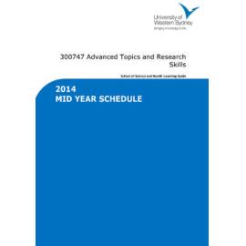 Learning Guide - Advanced Topics & Research Skills (300747) - Spring 2014