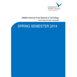 Learning Guide - Advanced Food Science & Technology (300904) - Spring 2014