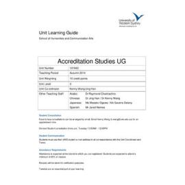 Learning Guide - Accreditation Studies UG (101943) - Autumn 2014