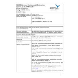 Learning Guide - Advanced Environmental Engineering (300602) - Spring 2014