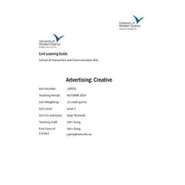 Learning Guide - Advertising Creative (100552) - Autumn 2014