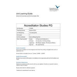 Learning Guide - Accreditation Studies PG (101482) - Autumn 2014