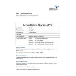 Learning Guide - Accreditation Studies PG (101482) - Spring 2014