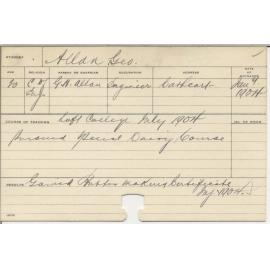 ALLAN, George (Certificate - Butter Making)