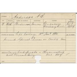 ANDERSON, A B (Dairy Certificate in Cheesemaking Milk & Cream Testing)