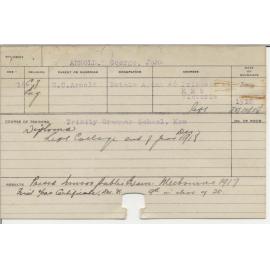 ARNOLD, George John (First Year Certificate - Agriculture)