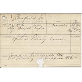 BANFIELD, Claude (Hawkesbury Diploma in Dairying (HDD))