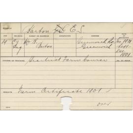 BARTON, E S (Certificate - Farm)