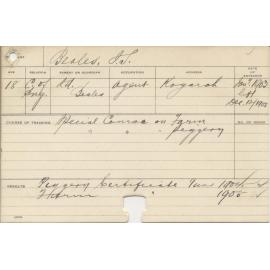 BEALES, J S (Certificate - Piggery & Farm)