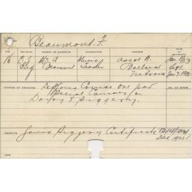 BEAUMONT, F (Certificate - Piggery)