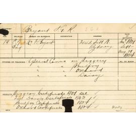 BRYANT, JGR (Certificate - Dairy, Piggery, Poultry, Orchard & Hawkesbury Diploma of Agriculture (HDA))