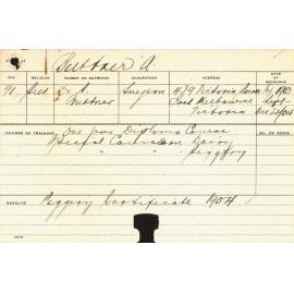 BUTTNER, Alexander B (Hawkesbury Diploma of Agriculture (HDA) & Special Courses - Dairy & Piggery)