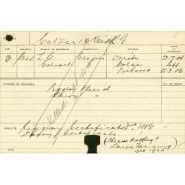 CALVERT, Keith G (Certificate - Piggery, Dairy, Cheese Making & Dairy Farming)