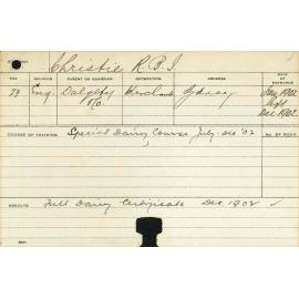 CHRISTIE, RBI (Special Course - Dairy)