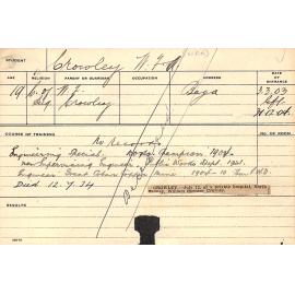 CROWLEY, WFA (Special Course - Engineering)