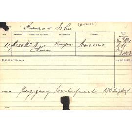 EVANS, John (Jack) (Special Courses - Piggery, Blacksmith, Agriculture, Experimental Plots)