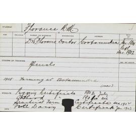 FLORANCE, RM (Special Courses - Piggery, Orchard, Practical Farm & Dairy)