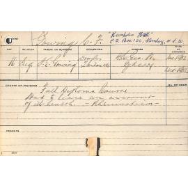 GOWING, Cranley F (Full Diploma Course)