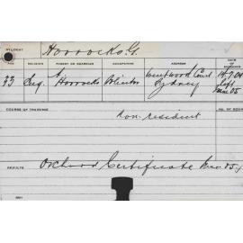 HORROCKS, George (Certificate - Orchard)