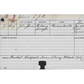 JOHNS, Edgar JA (Practical Certificate - Farm, Dairy & Orchard)