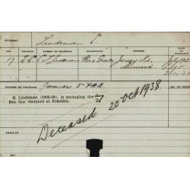 LINDEMAN, Eric (Course not Identified)