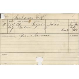 BARBOUR, G R (Special Courses)