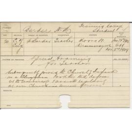 BARDER, Horace W A (Special Training for Teachers)