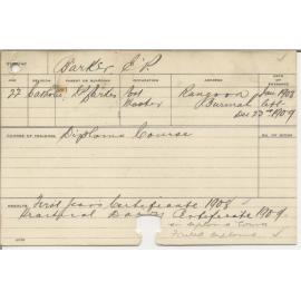 BARKER, Edward P (First Year Certificate & Certificate - Practical Dairy)