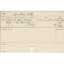 BARTON, Arnold Hubert (Course Not Identified)