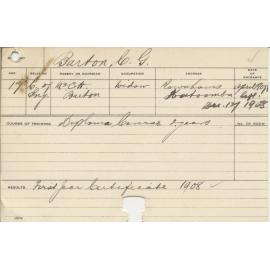 BARTON, C G (Hawkesbury Diploma of Agriculture (HDA) (First Year Certificate only))